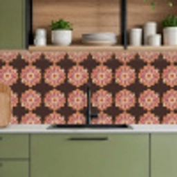 Bloemen - Patroon - Bruin keuken achterwand 2 middel 871 -sfeer3