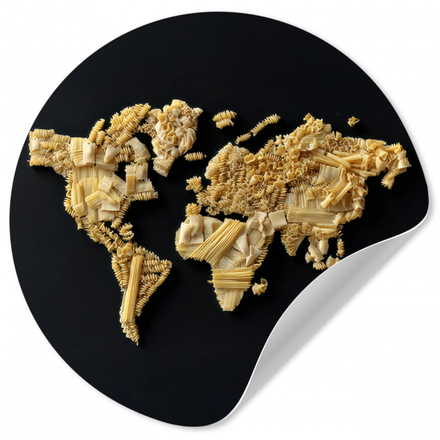 Wereldkaart - Specerijen - Kleurrijk Wandcirkel behangsticker klein -3d