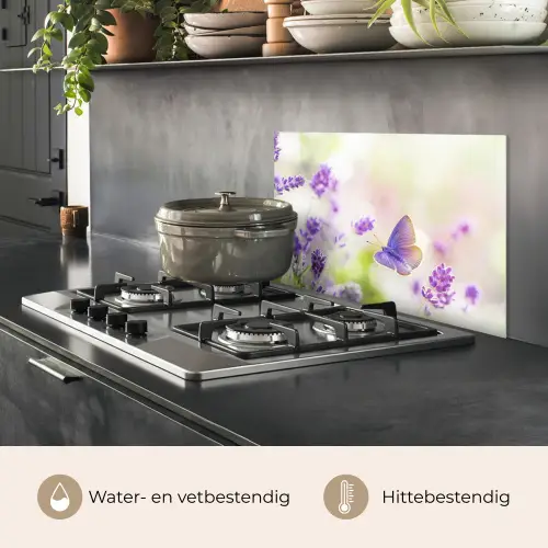Lavendel - Vlinder - Bloemen keuken achterwand spatscherm klein -usp_NL