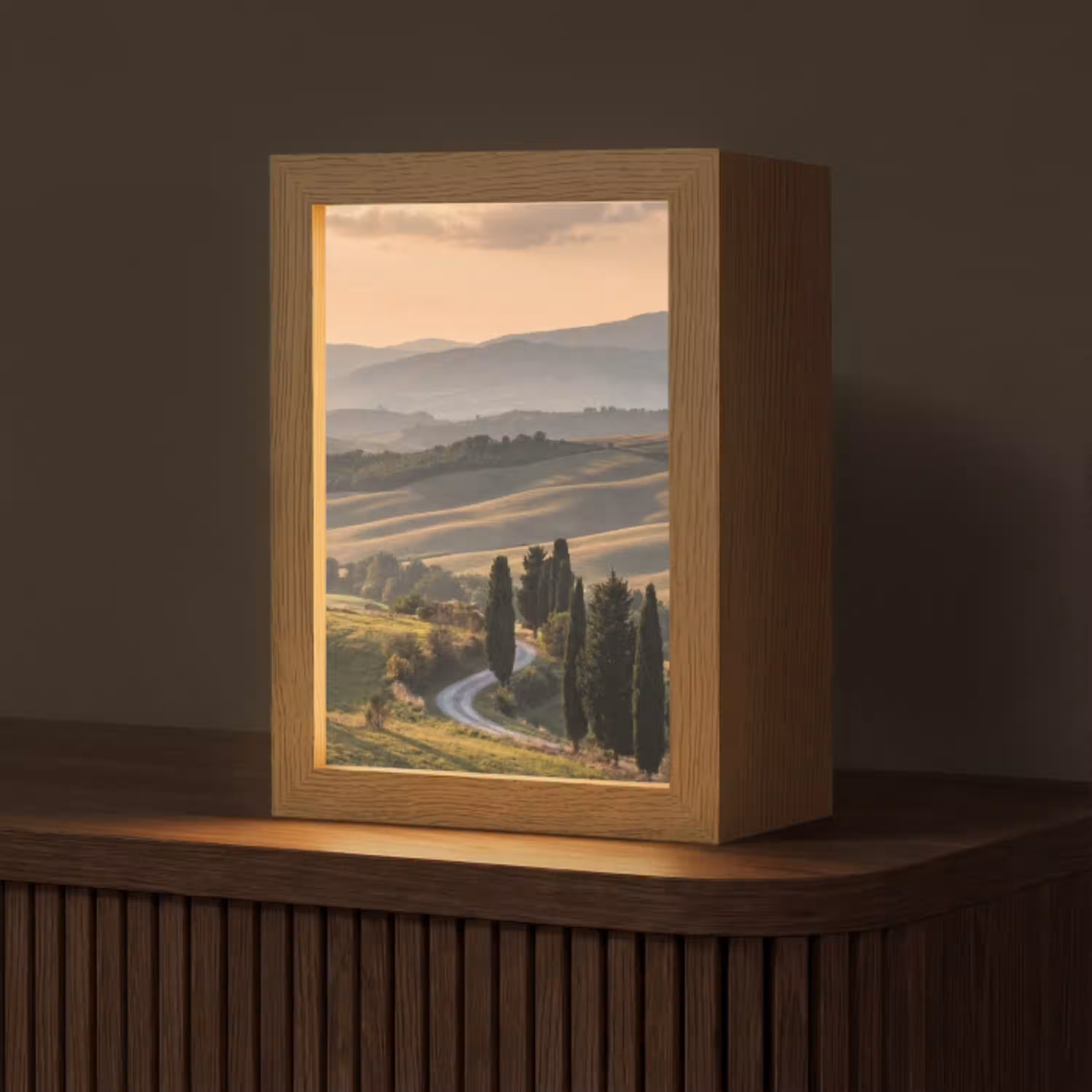 Toscaans - Landschap - Heuvels Light Box met kabel (Tafellamp) klein -z3d_website