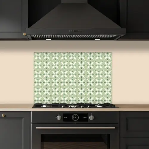 Patroon - Bloemenvorm - Groen keuken achterwand spatscherm klein 900 -sfeer1