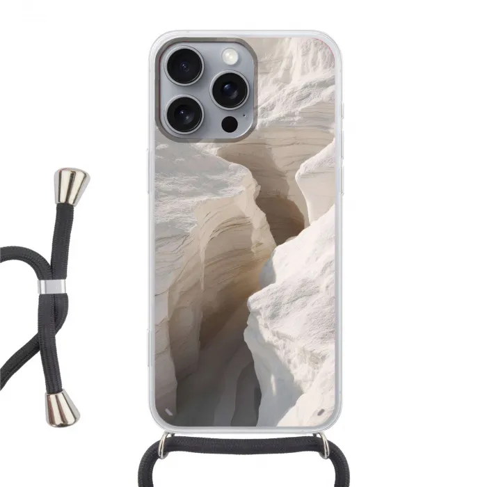 Kloof - Wit - Sneeuw Hoesje iPhone 16 Pro Max met koord klein -3d