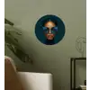Vrouw - Vlinder - Bril - Blauw - Modern - Portret Wandcirkel behangsticker klein -sfeer2
