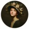 Bloemenhoed - Portret - Vrouw Wandcirkel kunststof plaat 5mm dik klein -3d