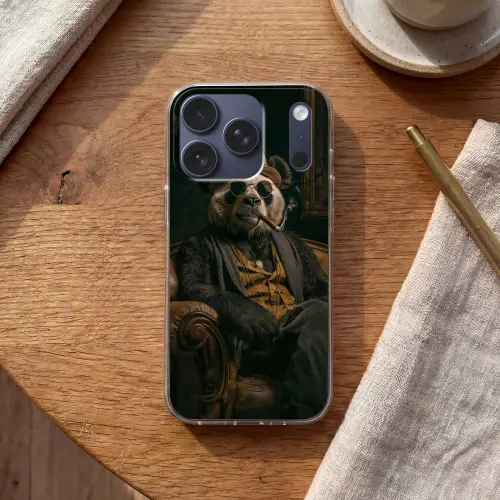 Panda - Hoed - Bril - Pak Telefoonhoesje iPhone 17 Pro klein -sfeer1