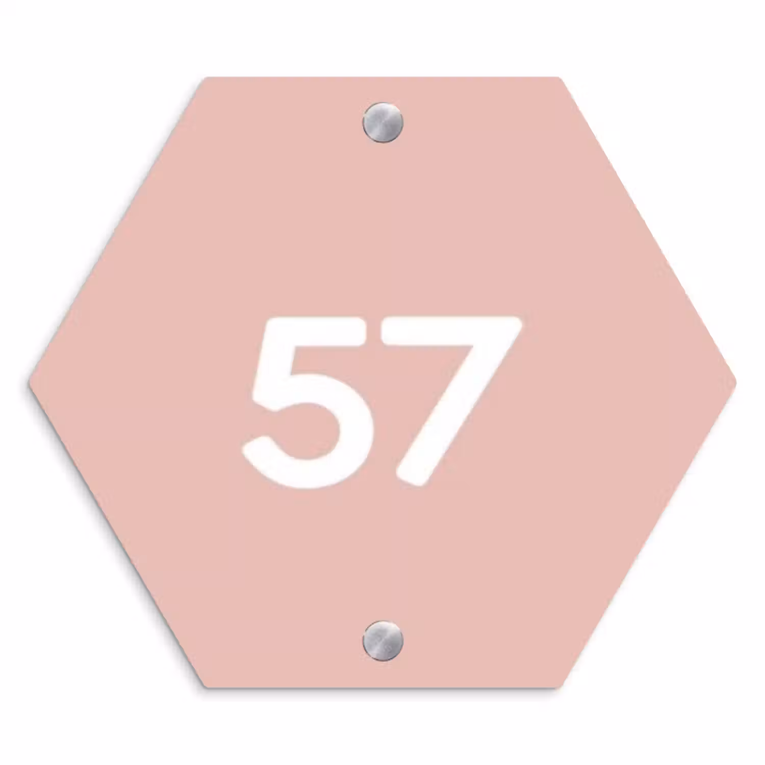 Namensschild Haustür Hexagon - Einfarbig rosa - Traditionell
