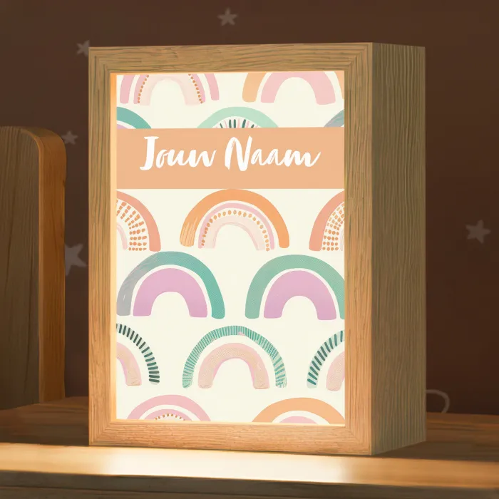 Regenboog - Pastel - Patroon Light Box met kabel (Kinderlampje) klein -zzz_3d_website