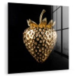 Aardbei - Goud - Zwart - Chrome plexiglas 5mm klein -zzzproduct_nieuw