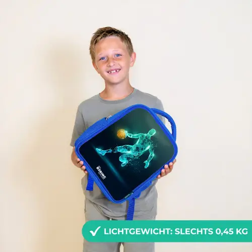 Basketbalspeler in neon dribbelactie Kinderrugzak - Blauw middel -sfeer1_NL