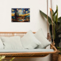 Hemel - Sterren - Mozaïek - Huizen tuinposter los doek klein -sfeer7