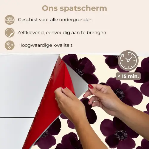 Bloemen - Aquarel - Paars keuken achterwand spatscherm klein 900 -spatscherm_NL