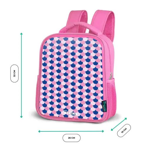 Schubben - Patroon - Blauw - Roze Kinderrugzak - Roze middel -productfoto_formaten