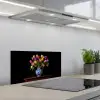 Tulpen - Kleuren - Hout - Vaas keuken achterwand spatscherm klein -3d_schuin