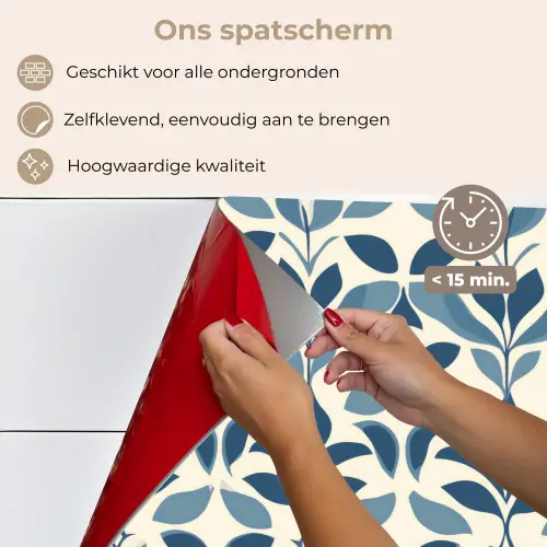 Flora - Modern - Blauw keuken achterwand spatscherm klein 900 -spatscherm_NL