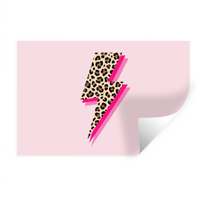 Stippen - Roze - Bliksem Muursticker klein -3d