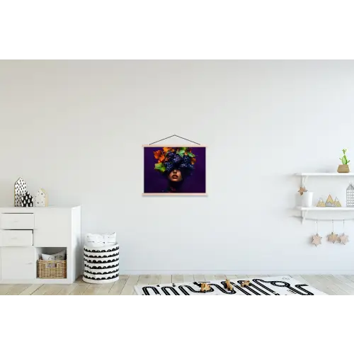 Vrouw - Paars - Druiven textielposter latten blank klein -kinderkamer