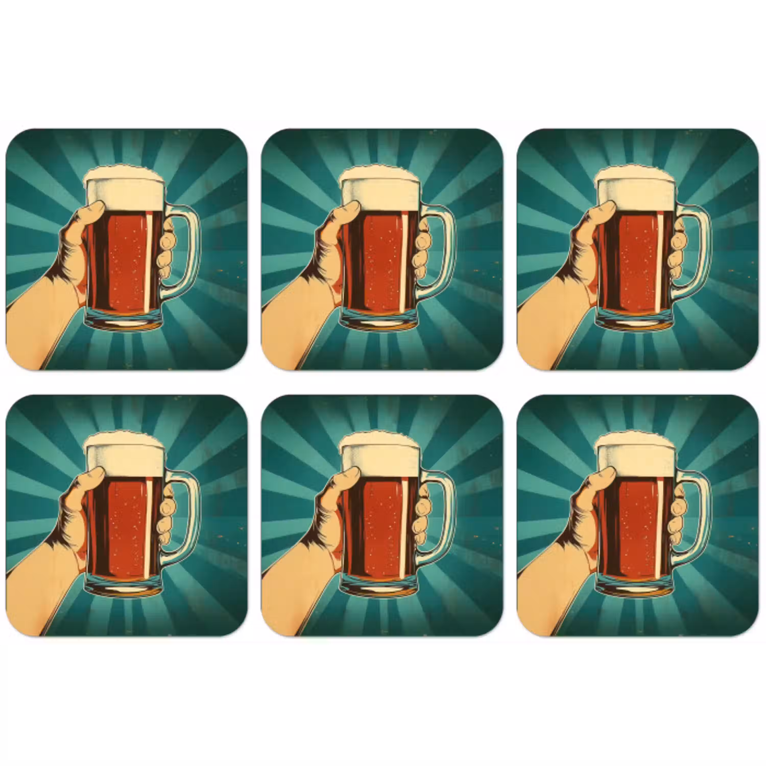 Bierglas - Schuim - Retro - Groen onderzetter kurk middel -zkaufland3dotto