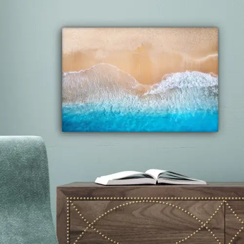 Strand - Zee - Zand - Zomer - Blauw - Golven canvas 2cm klein -sfeer4