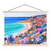 Bloemenweide - Zee - Zomers textielposter latten blank klein -3d