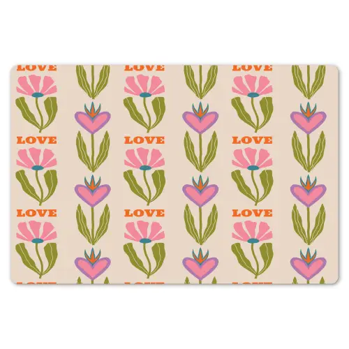 Love - Patroon - Bloemen - Hartjes Placemat vinyl groot 368 -zzsfeer1_Kitchenyeah-website