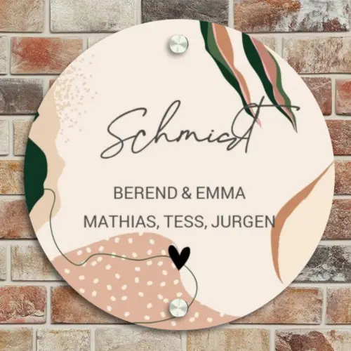 Abstract - Stippen - Sierlijk Naambord Rond klein -sfeer2