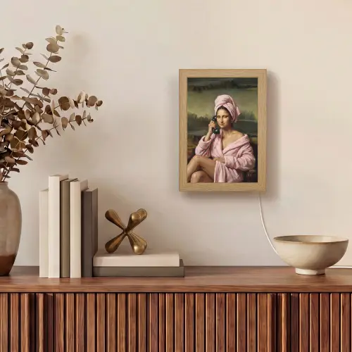 Mona - Klassiek - Roze Light Box met kabel (Tafellamp) klein -sfeer2