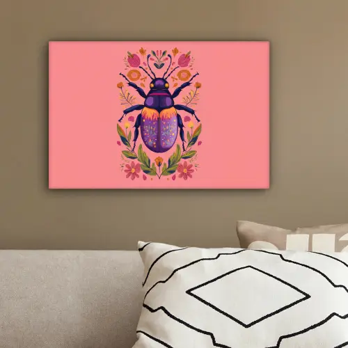 Paars - Kever - Stipjes - Bloemen canvas 2cm klein -sfeer3