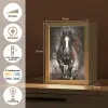 Paard - Dieren - Zwart - Luxe - Modern Light Box met kabel (Tafellamp) klein -USP_NL