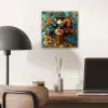Vrouw - Bloemen - Oranje - Blauw - Modern aluminium wit klein -sfeer5