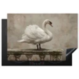 Zwaan - Elegant - Dieren - Wit Inductie beschermer vinyl 3mm klein -3d