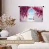 Zee - Roze - Bloemen - Poort Wandkleed katoen klein -sfeer1