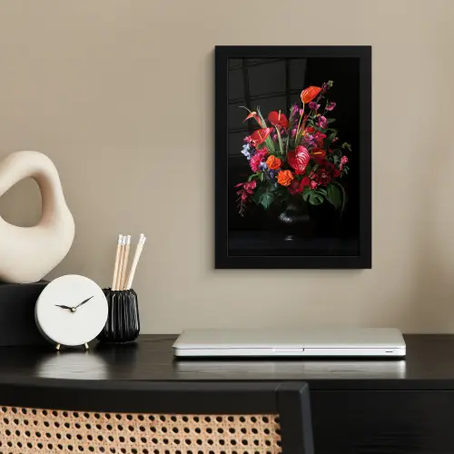 Bloemen - Boeket - Sierlijk fotolijst zwart zonder passe partout klein -sfeer1