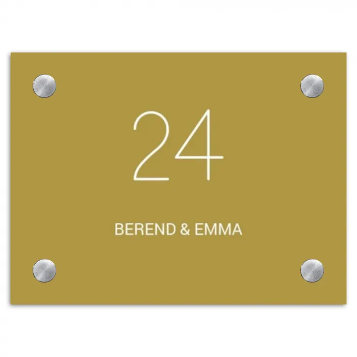 Okergeel - Klassiek Naambord Rechthoek middel -3d