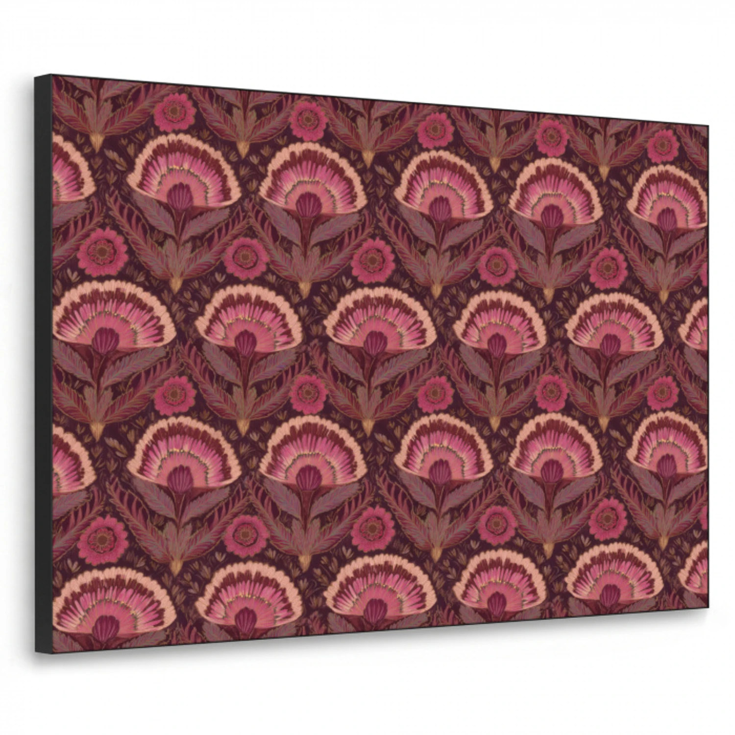 Antiek - Bloemen - Kleurrijk Textielframe zwart klein 947 -3d