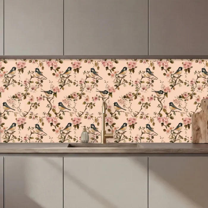 Bloesem - Koolmees - Roze keuken achterwand 2 middel 871 zz_3dshopping