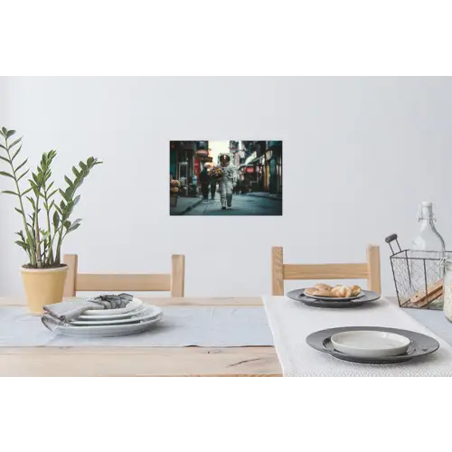 Boeket - Bloemen - Kleurrijk - Astronaut Muursticker klein -eettafel