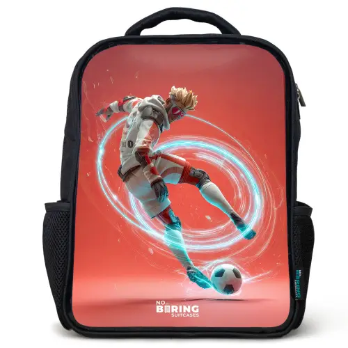 Voetbal - Jongen - Rood - Lichtcirkel Rugzak - Zwart middel -3d