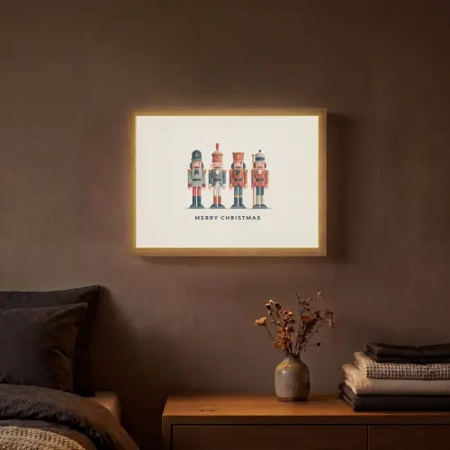 Notenkrakers - Minimalistisch - Kerst - Beige Light Box met batterij (Wandlamp) middel -sfeer4