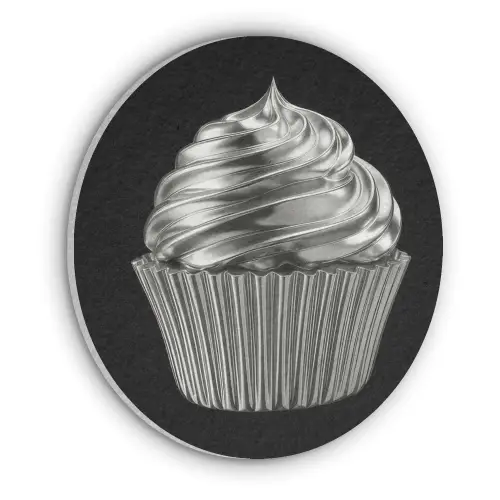 Cupcake - Luxueus - Zilver Akoestische PET Vilt - Rond klein -3d