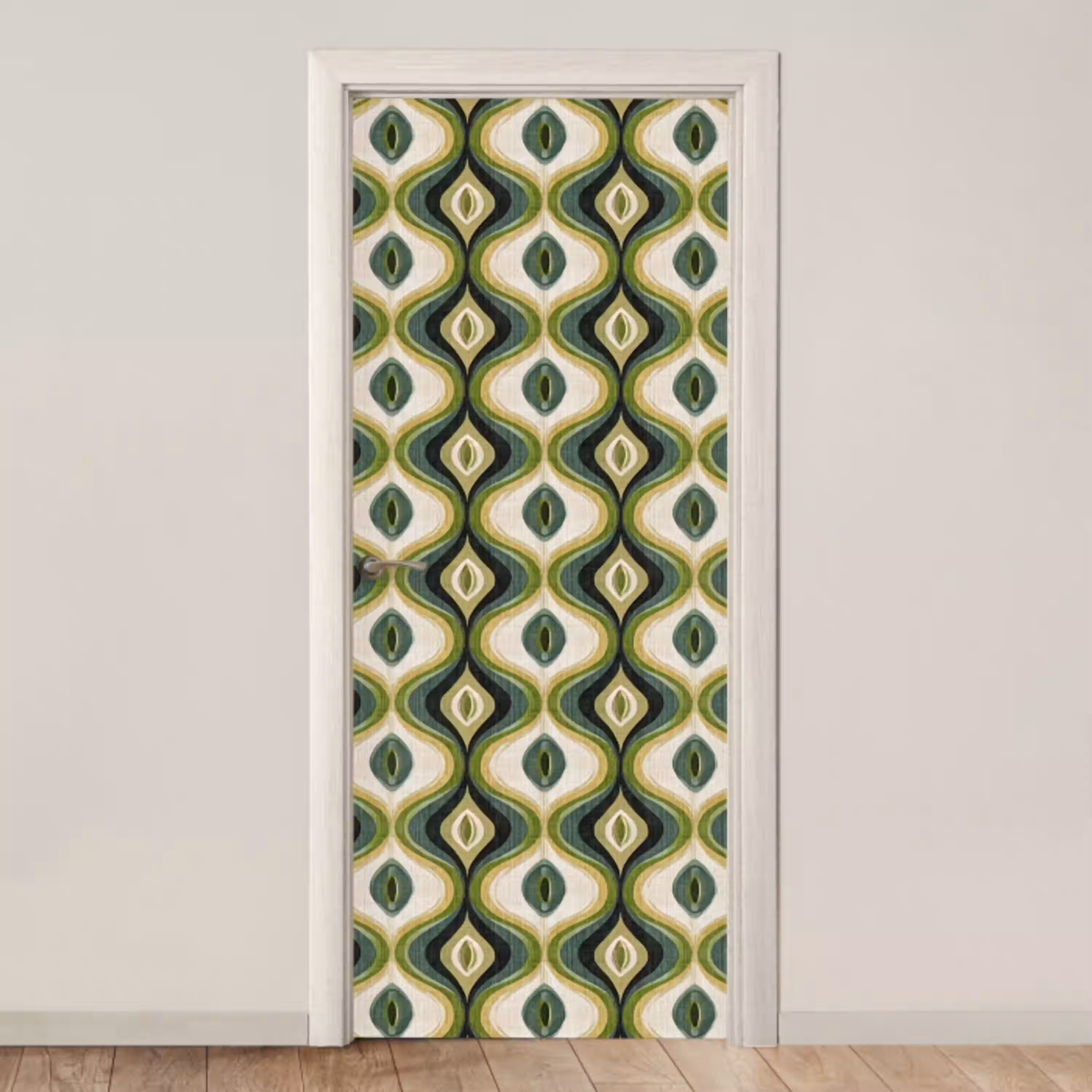 Abstract - Ritmisch - Groen deurposter klein 289 -3d_beige