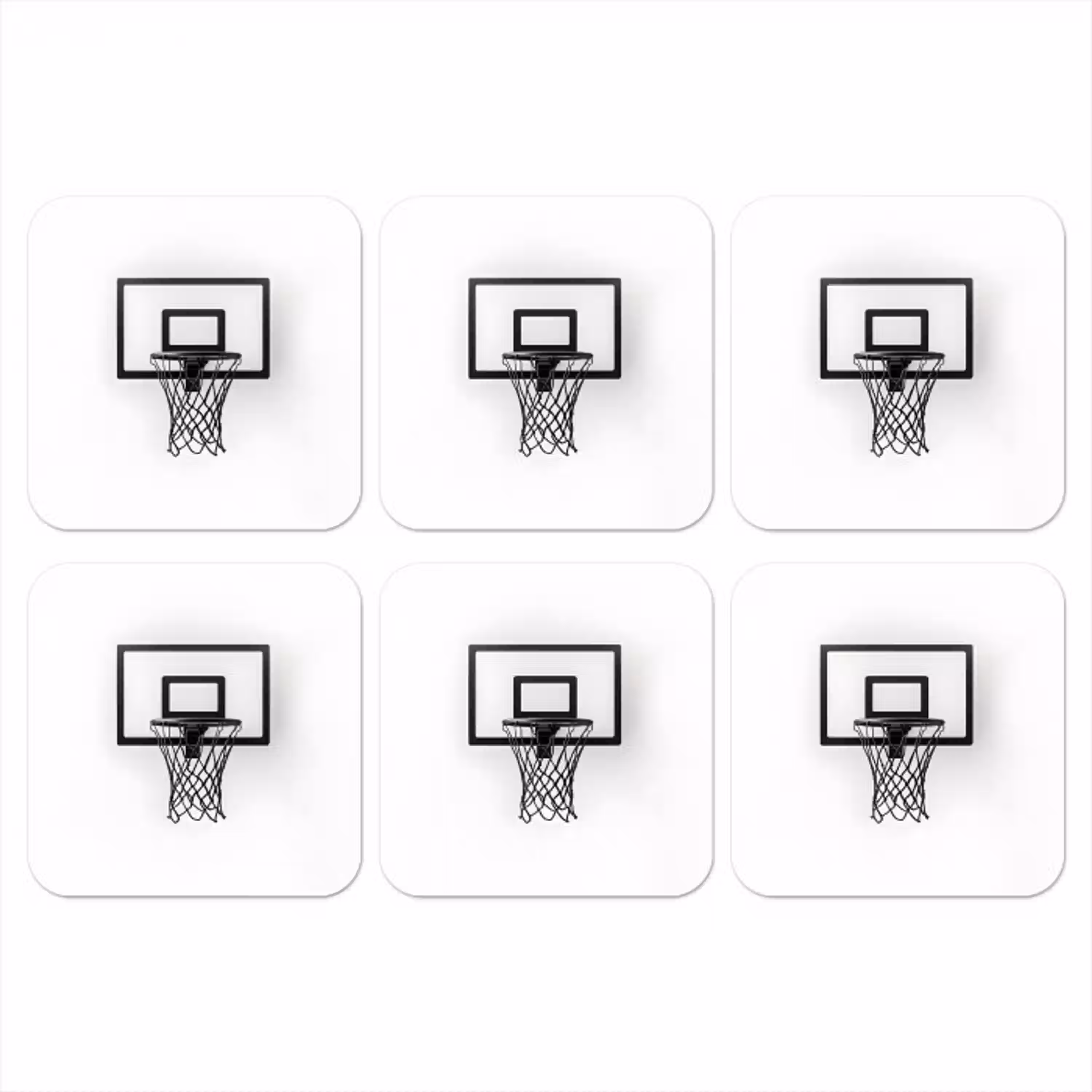 Basketbalbord - Minimalistisch - Zwart onderzetter kurk middel -3d