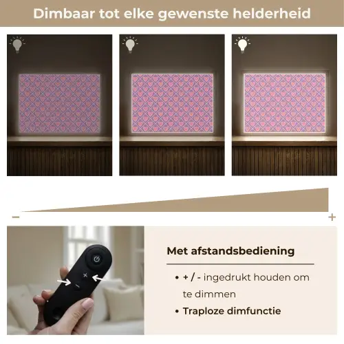 Ruit - Patroon - Paars - Hartjes Light Box met batterij (Wandlamp) middel 907 -USP_dimbaarNL