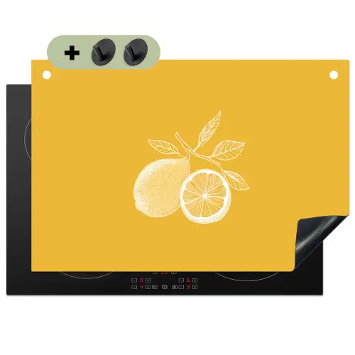 Citroenen - Illustratie - Minimalistisch - Geel Inductie beschemer met haakjes klein -3d