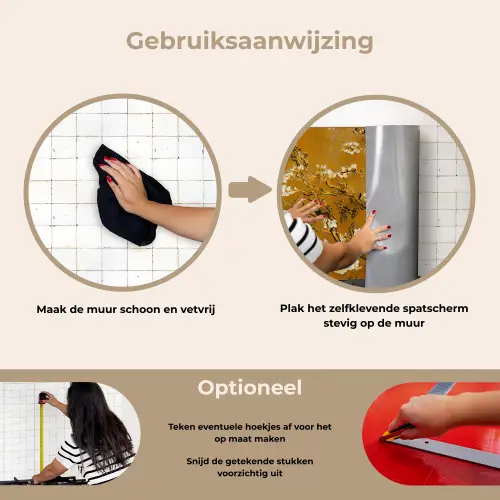 Amandelbloesem - Kunst - Van Gogh - Goud keuken achterwand spatscherm klein -gebruiksaanwijzing_NL