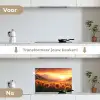 Zonnebloemen - Zonsondergang - Landschap keuken achterwand spatscherm klein -voor_na_NL