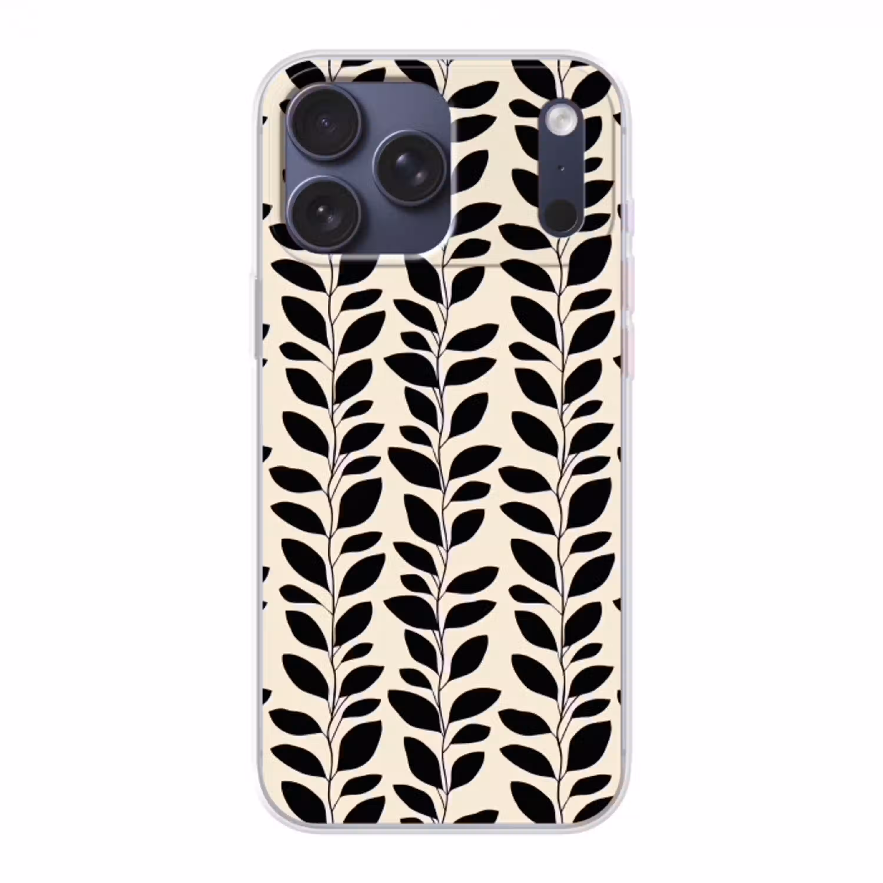 Botanisch - Dessin - Zwart - Beige Telefoonhoesje iPhone 17 Pro Max klein 879 -3d