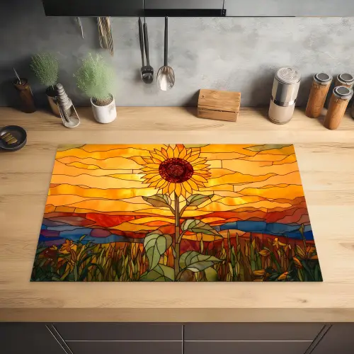 Zonnebloem - Mozaïek - Zonsondergang - Geel Inductie beschermer vinyl 3mm klein -sfeer5