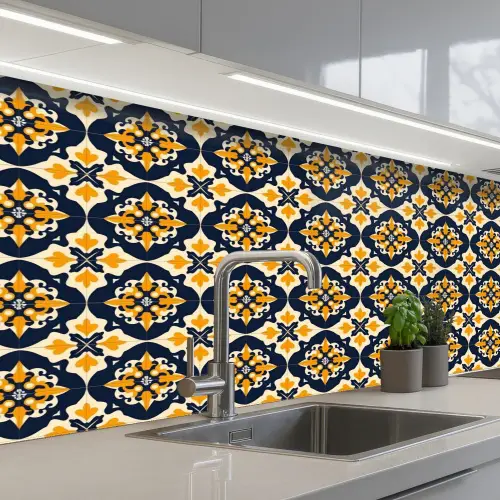 Patroon - Siertegel - Kleurrijk keuken achterwand 2 middel 871 -3d_schuin