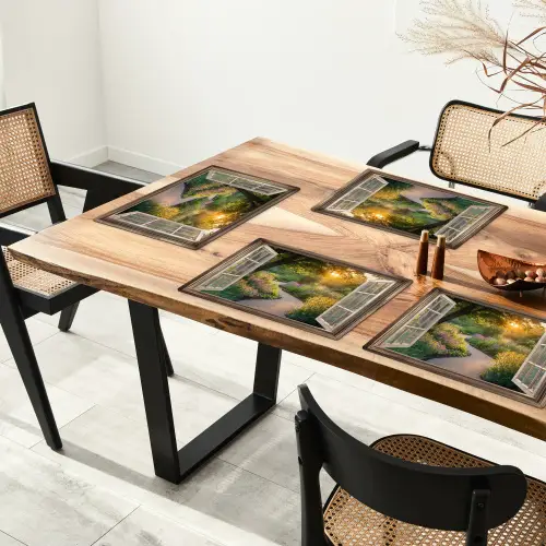 Doorkijk - Bloemen - Natuur - Zon - Pad Placemat vinyl groot -zzsfeer4_Kitchenyeah-website