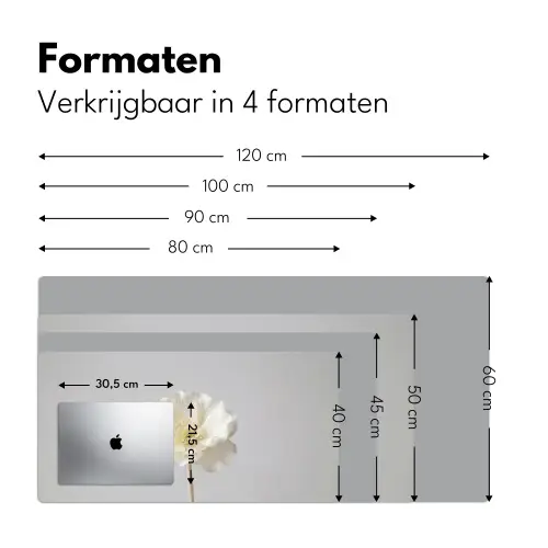 Bloem - Minimalistisch -Wit Muismat XXL klein -sfeer5